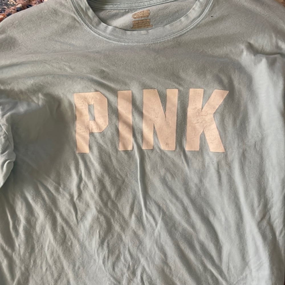 Blue Victoria’s Secret pink shirt